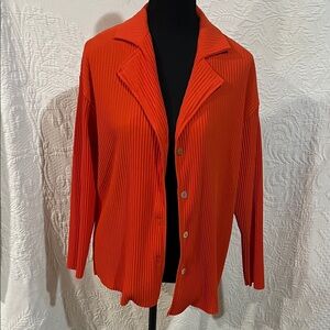 Wynne Layers Pleated Orange Button-Up Jacket, size‎ small